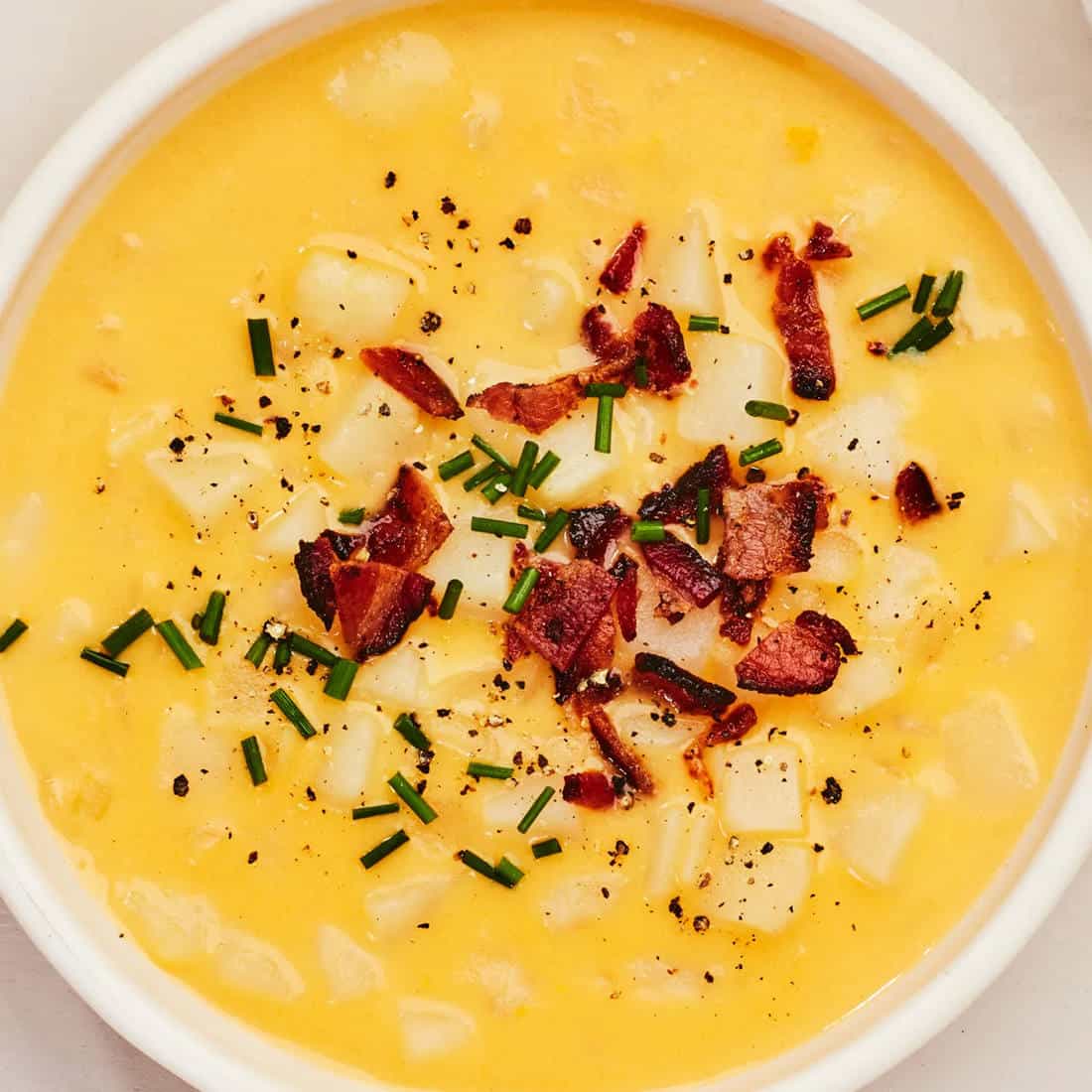 Potato Soup With Cheddar and Bacon