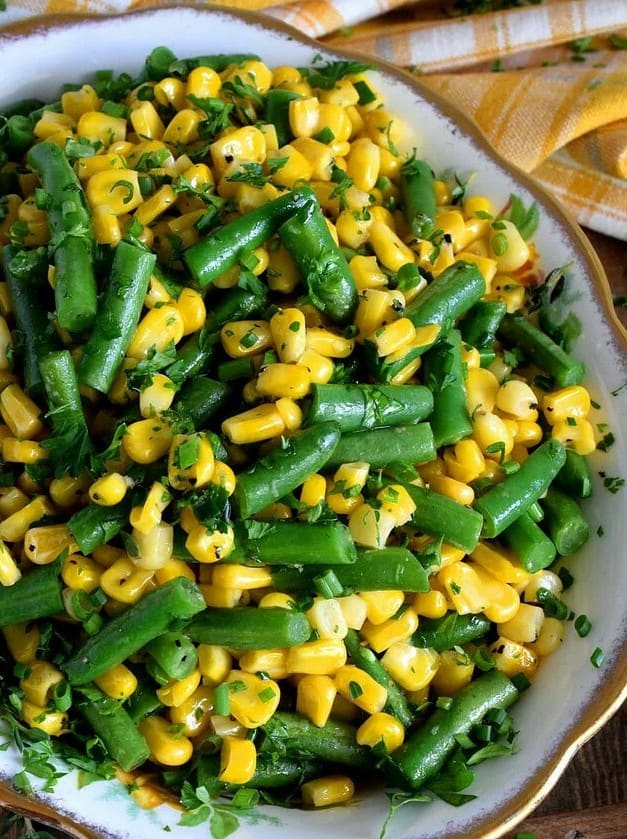 Herb Buttered Corn and Green Beans