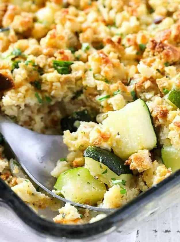 Zucchini Casserole with Stuffing