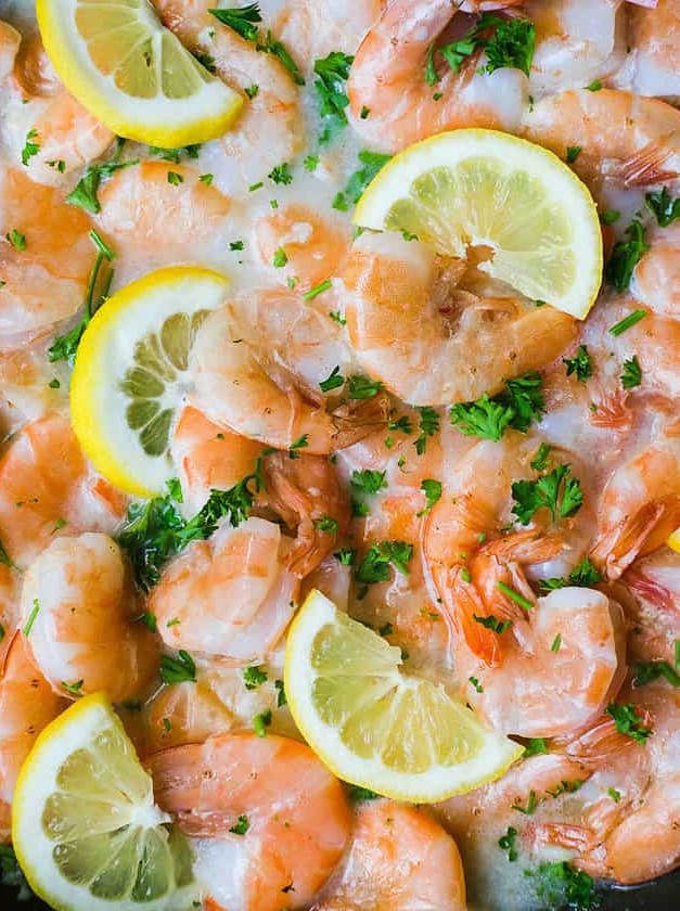 Lemon Garlic Shrimp in White Wine Sauce