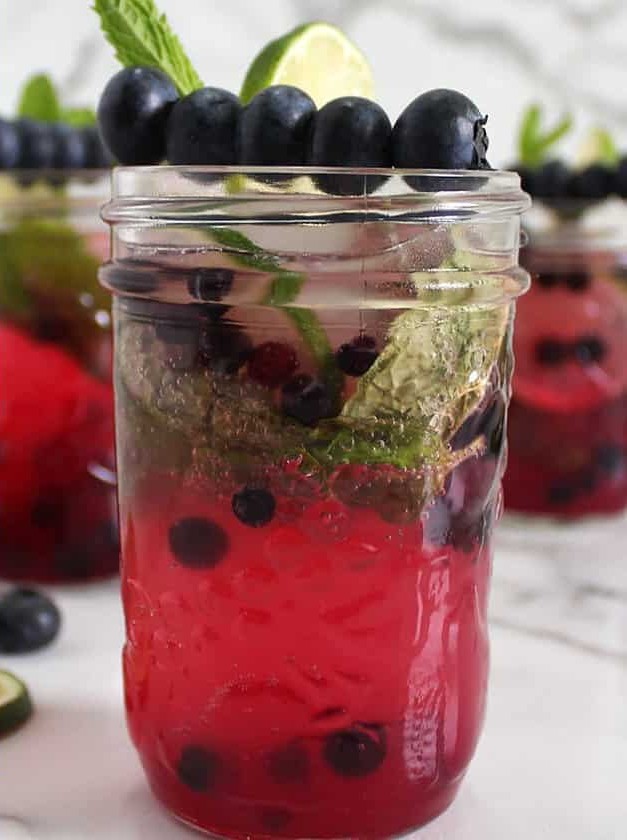 Blueberry Mocktail With Mint and Lime