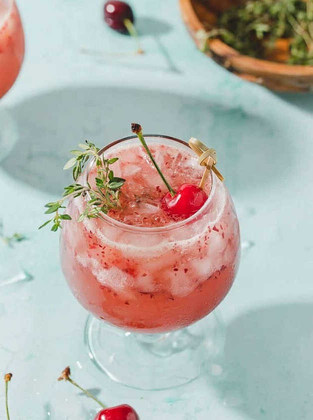 Cherry Thyme Prosecco Smash