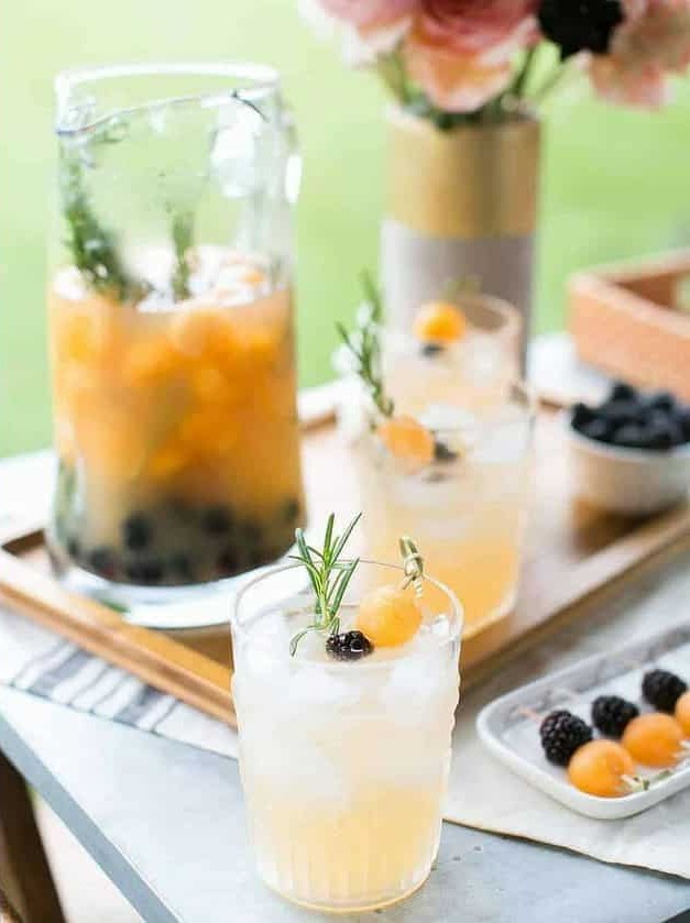 Cantaloupe Blackberry Infused Water with Rosemary