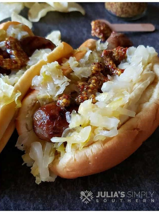 Beer Braised Brats and Sauerkraut