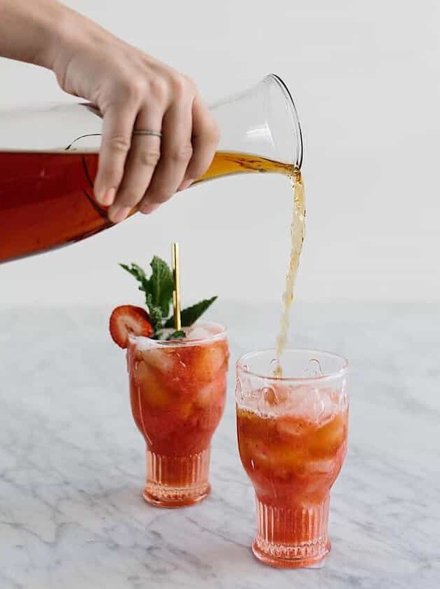 Bourbon Strawberry Mint Tea Cocktail