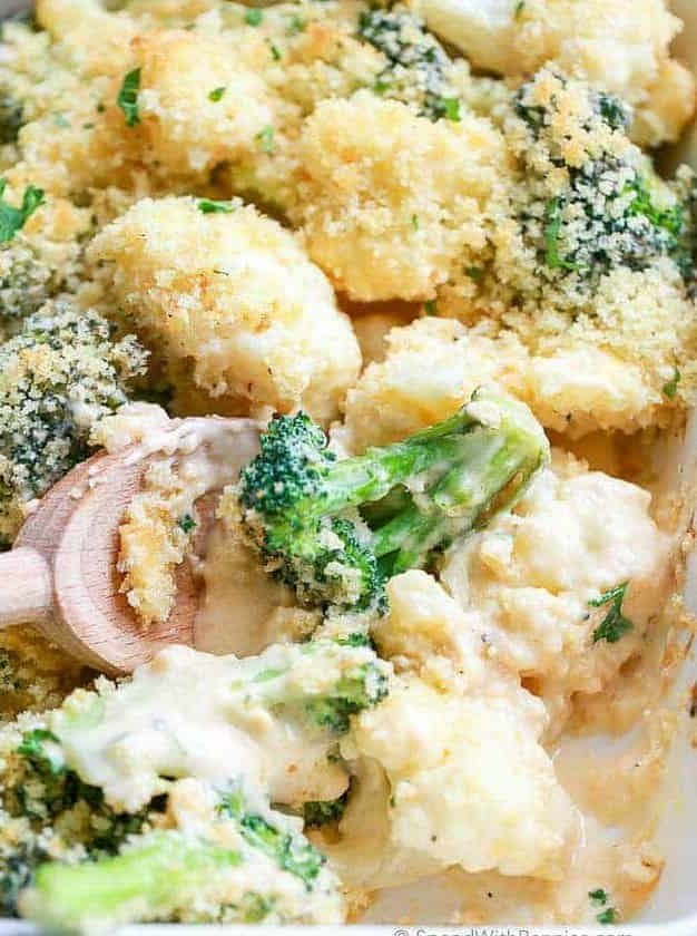 Cheesy Broccoli and Cauliflower Casserole