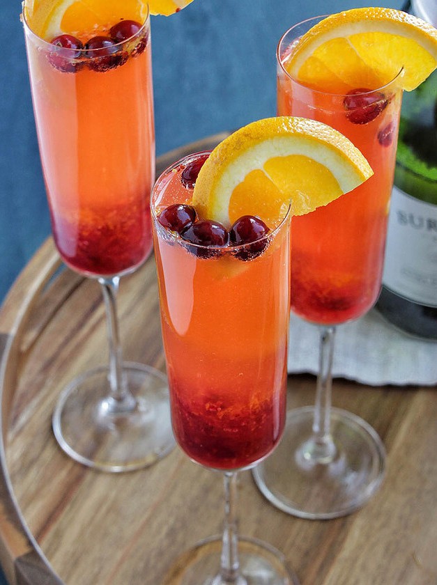 Sparkling Cranberry Champagne and Tequila Cocktail