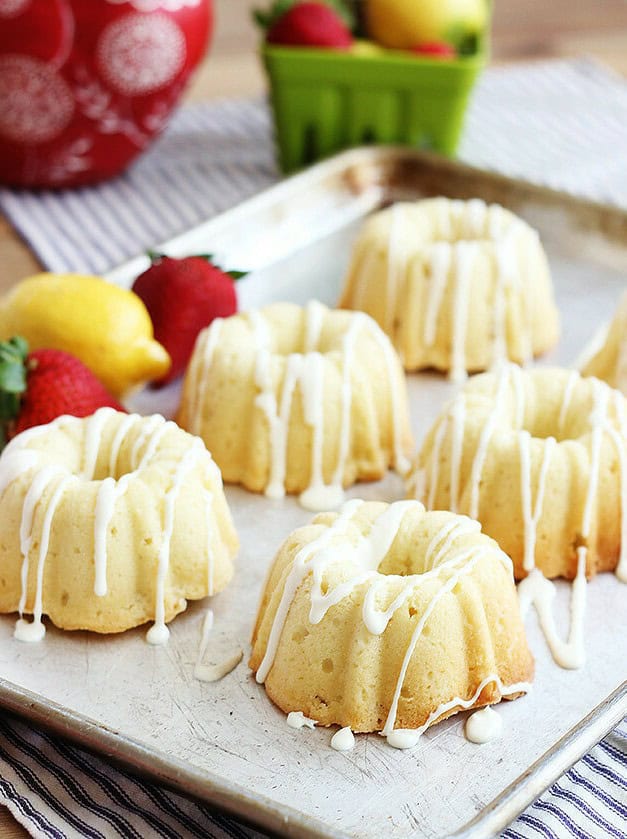 Lemon Sour Cream Mini Bundt Cakes