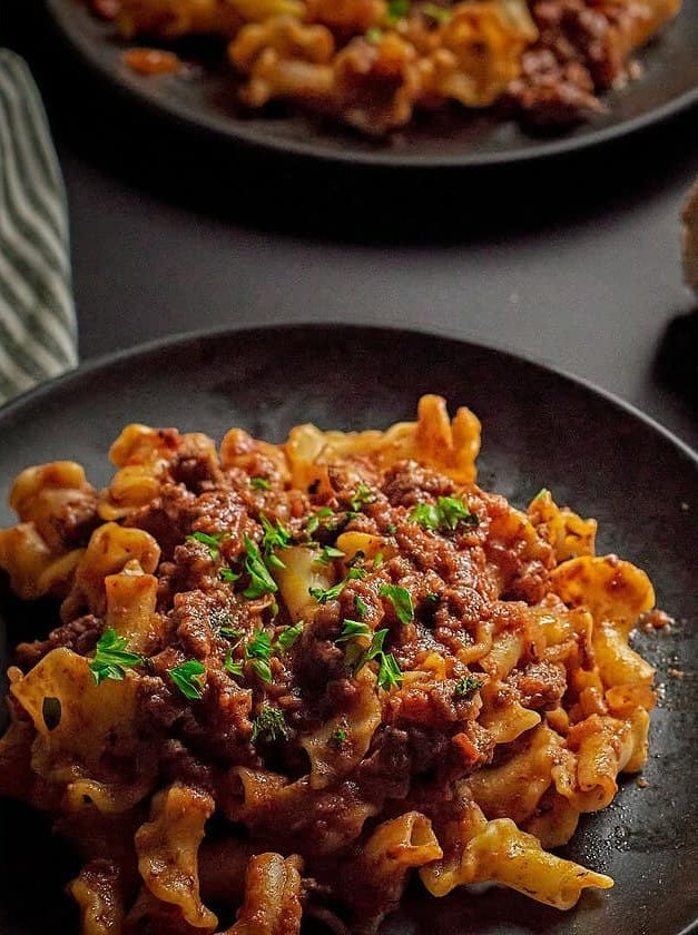 Homemade Bolognese Sauce with Gigli Pasta