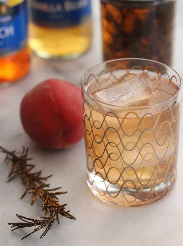 Sugar Free Summer Peach and Rosemary Cocktail