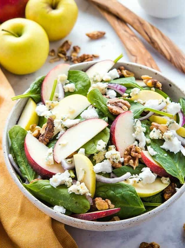 Apple Walnut Spinach Salad with Balsamic Vinaigrette