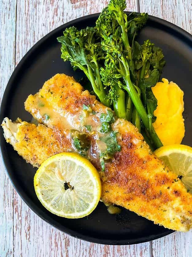 Yellowtail Flounder Piccata with Parmesan Polenta