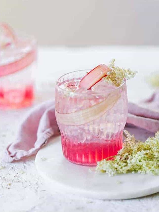 Pretty Pink Rhubarb and Elderflower Cocktail