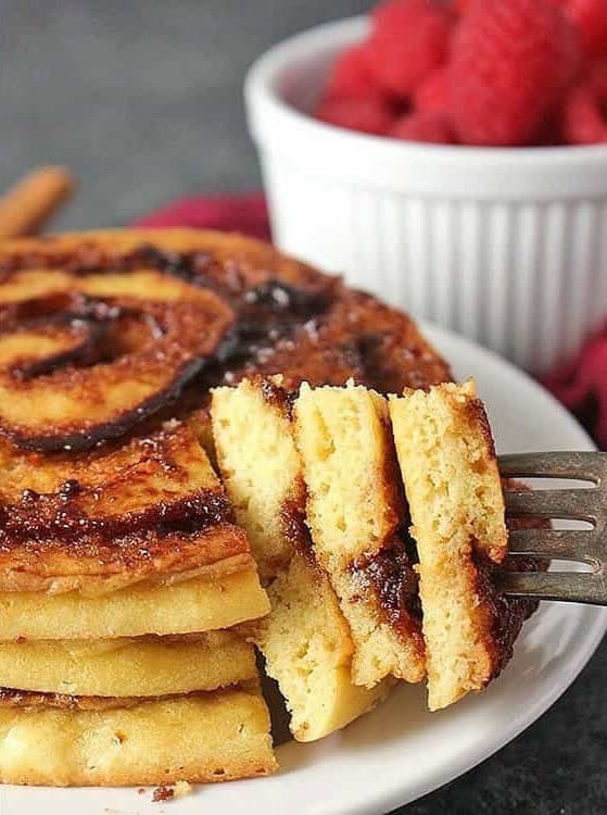 Paleo Cinnamon Roll Pancakes