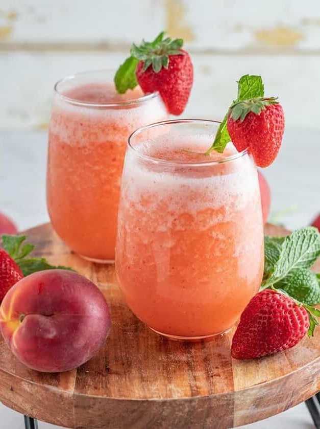 Strawberry Peach Wine Slushie