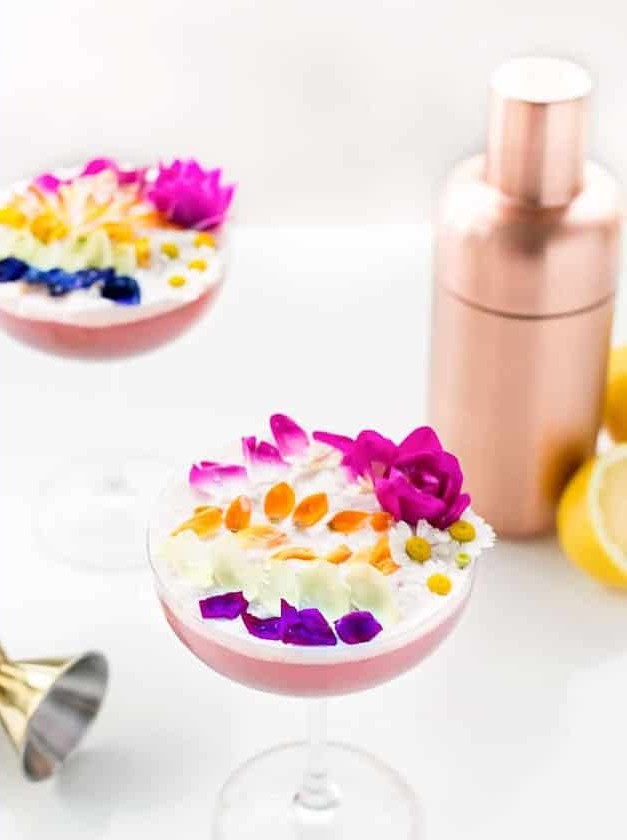 Edible Flower Rainbow Sour Cocktail