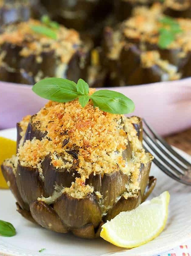 Baked Cheese Stuffed Artichoke