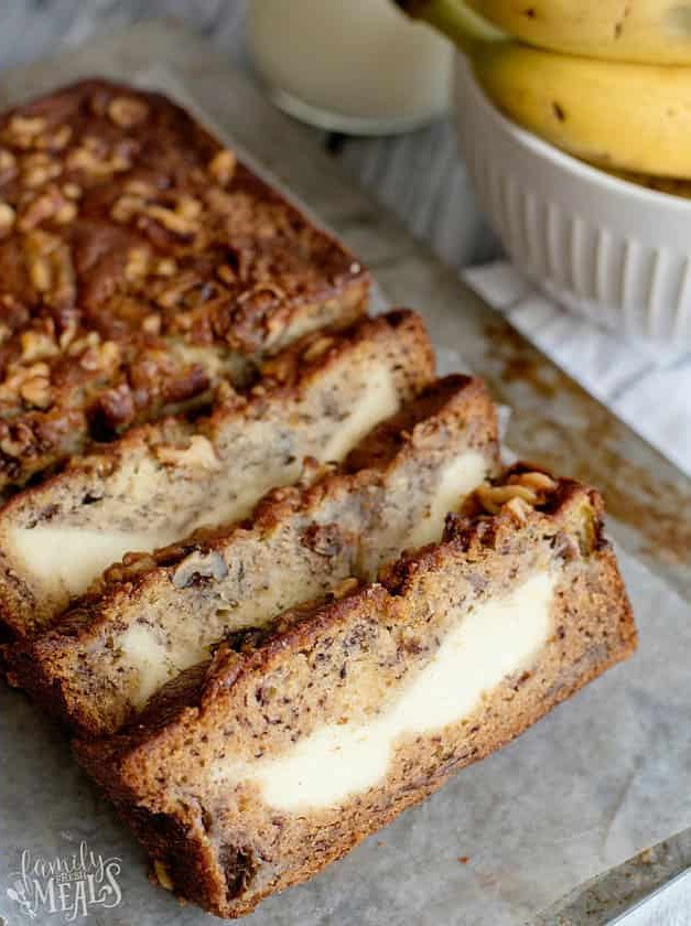 Cream Cheese Stuffed Banana Bread