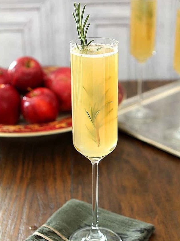 Apple Cider Bellini Cocktail With Rosemary