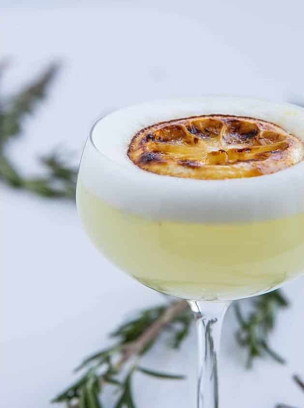 Lemon Brulee and Rosemary Gin Sour