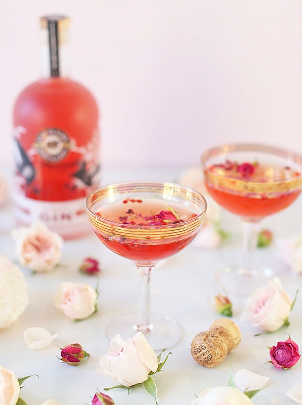 Rose Infused Cherry Gin Fizz