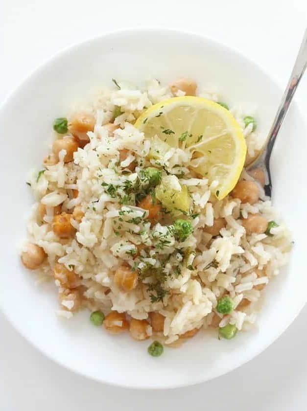 Lemon Chickpea and Rice Casserole