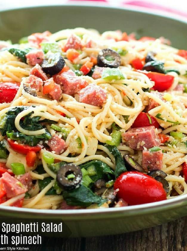 Italian Spaghetti Salad with Spinach