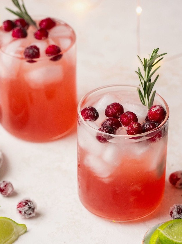 Cranberry Vodka Mistletoe Martini With Rosemary Simple Syrup