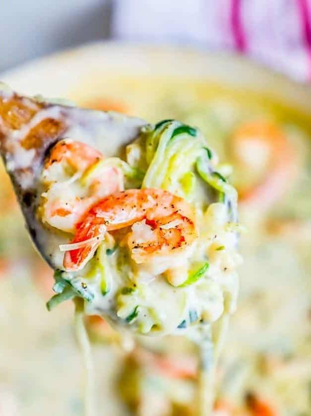 Creamy Shrimp Alfredo with Zucchini Noodles