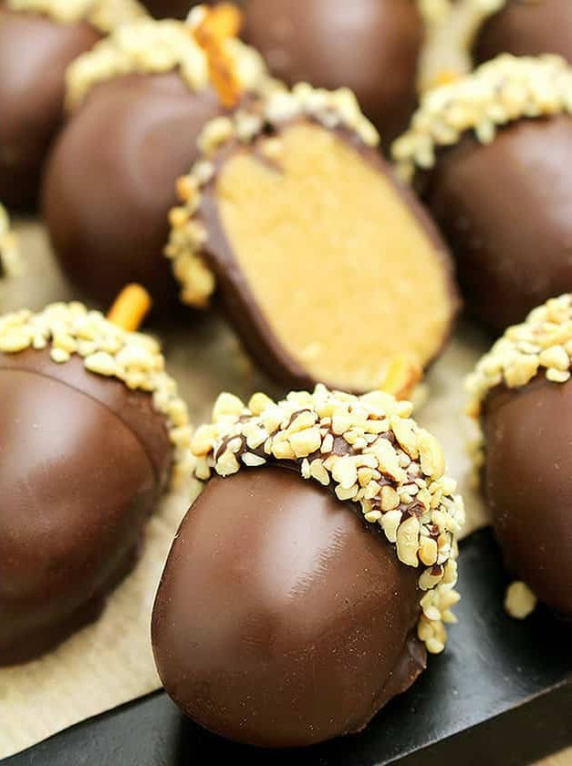 Peanut Butter Chocolate Acorn Truffles