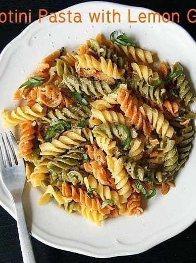 Tri Color Rotini Pasta in Lemon Garlic Sauce