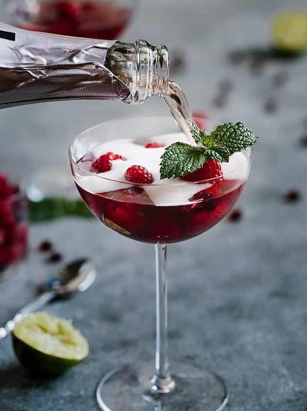 Raspberry and Pomegranate Rosé Summer Cocktail