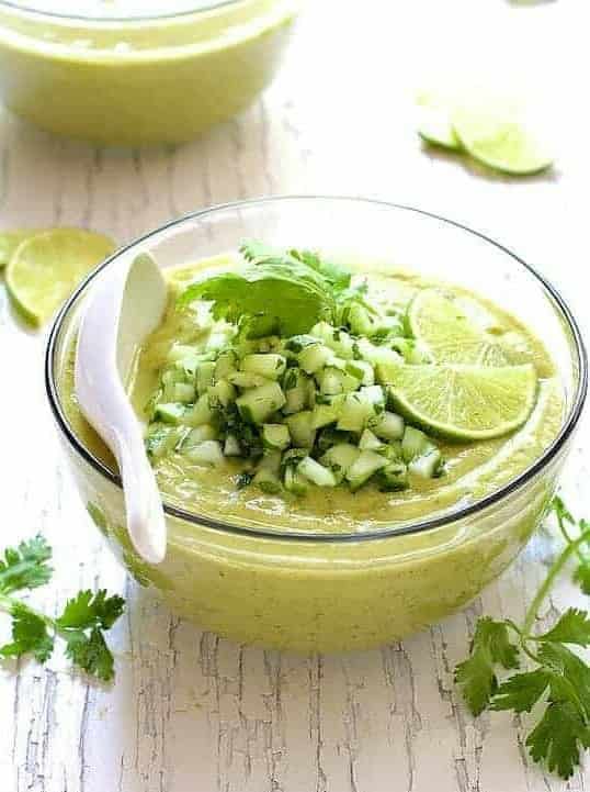 Cold Thai Cucumber Avocado Soup with Cucumber Relish