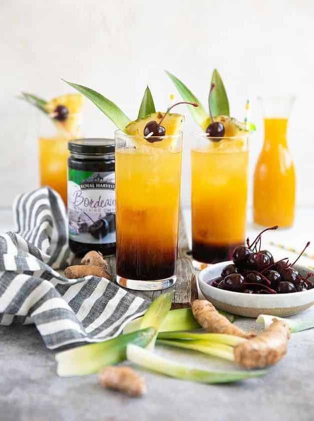 Cherry Turmeric Painkiller Cocktail