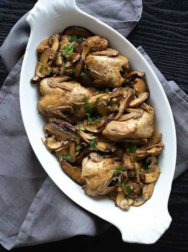 Braised Quail with Mushrooms