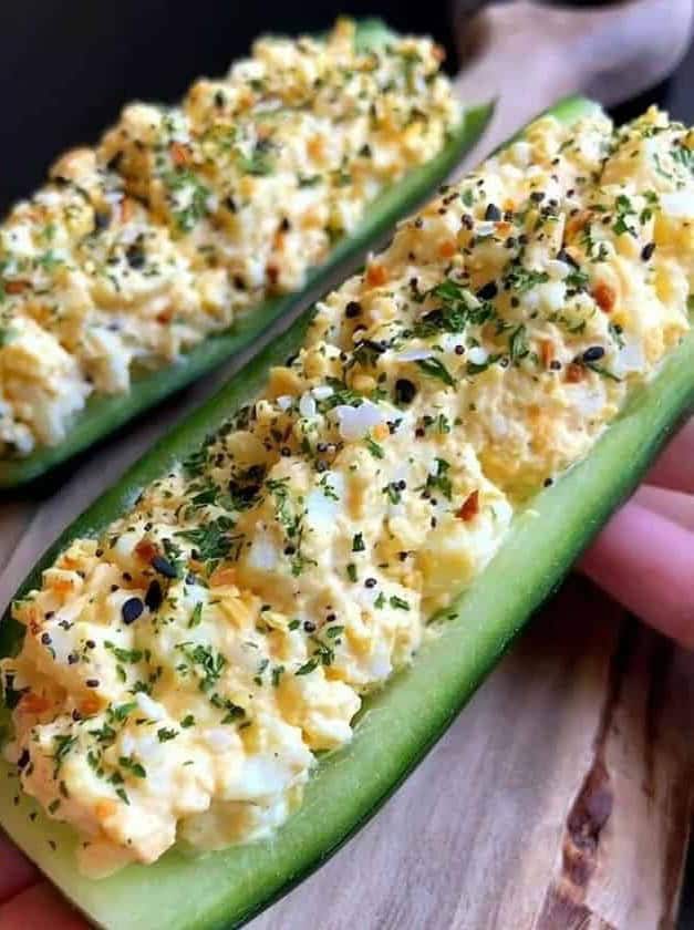 Egg Salad Cucumber Boats