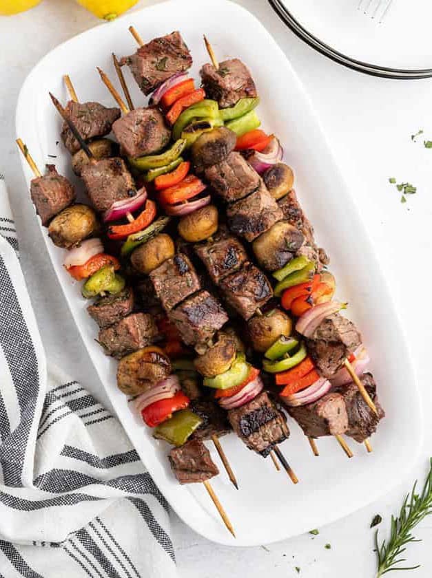 Grilled Lemon Garlic Steak Kebabs