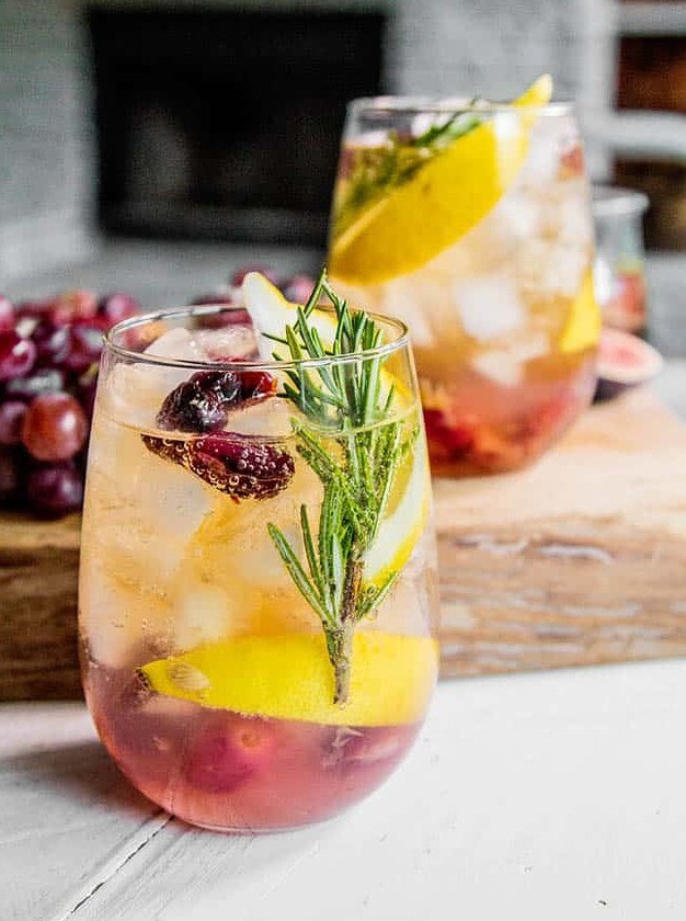 Rosemary and Roasted Grape Wine Cocktail