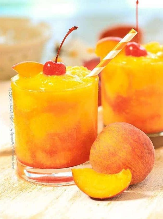 Frozen Peach Champagne Cocktail