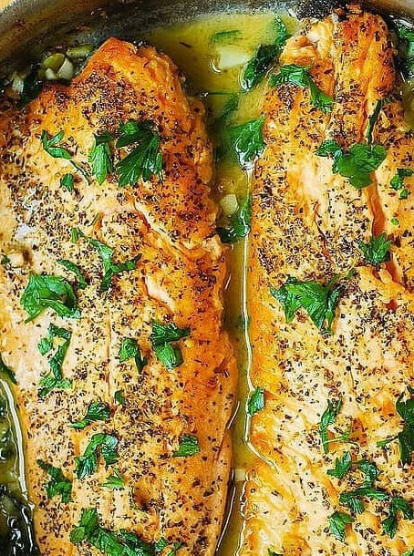 Trout with Garlic Lemon Butter Herb Sauce