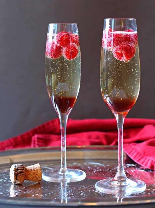 Raspberry Chambord and Prosecco Cocktail