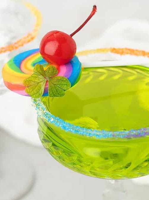 Rainbow Rim Green Irish Whiskey Cocktail