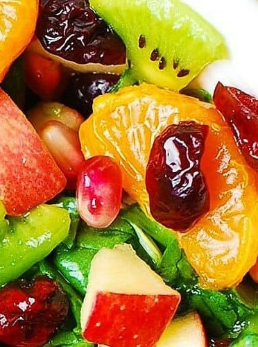 Spinach and Fruit Salad with Maple-Lime Dressing