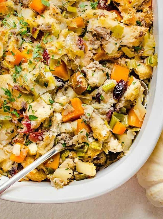 Sausage Leek Butternut Stuffing