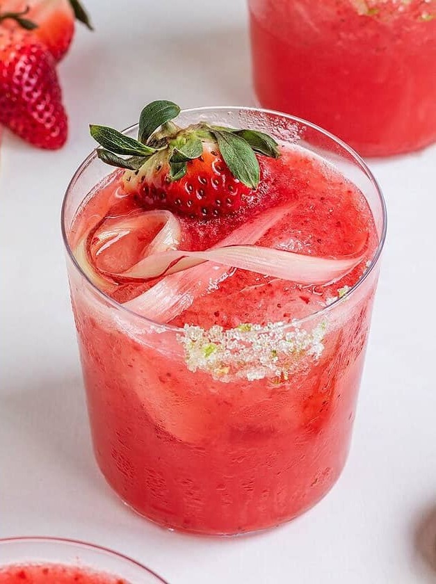 Frozen Strawberry Rhubarb Margaritas