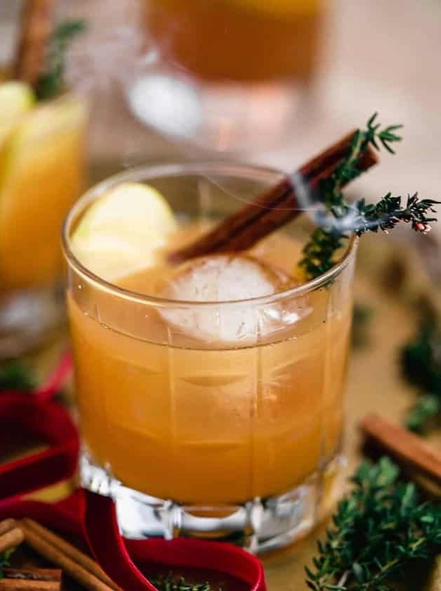 Smoked Cinnamon Apple Cider Bourbon Smash Cocktail