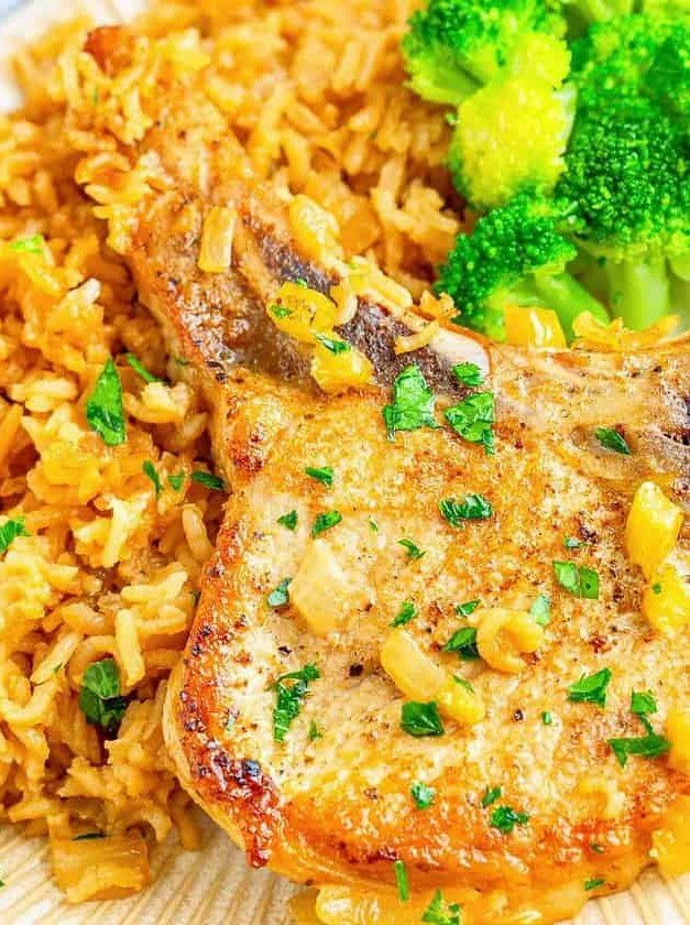 Baked Pork Chops and Rice