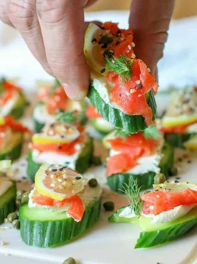 Everything Bagel Cucumber Bites with Smoked Salmon