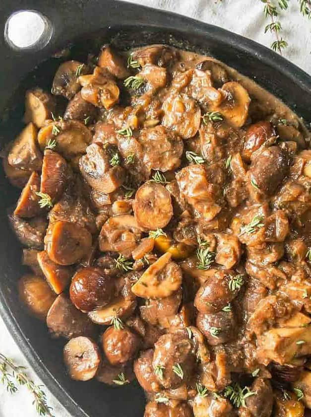 Chestnut Mushrooms with Roasted Chestnuts