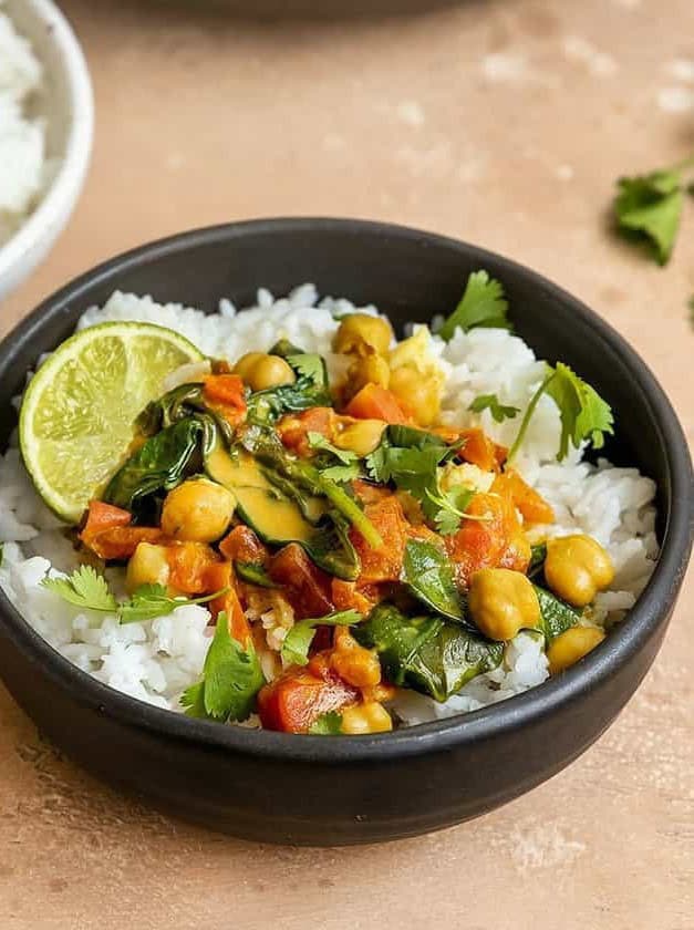 Chickpea Tomato Spinach Curry